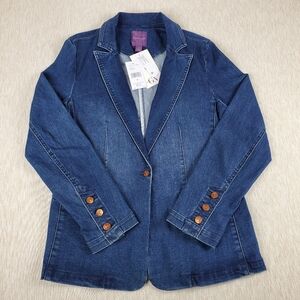 Gloria Vanderbilt Women's M Denim Jacket Blazer Fitted Casual Office/Evening NWT